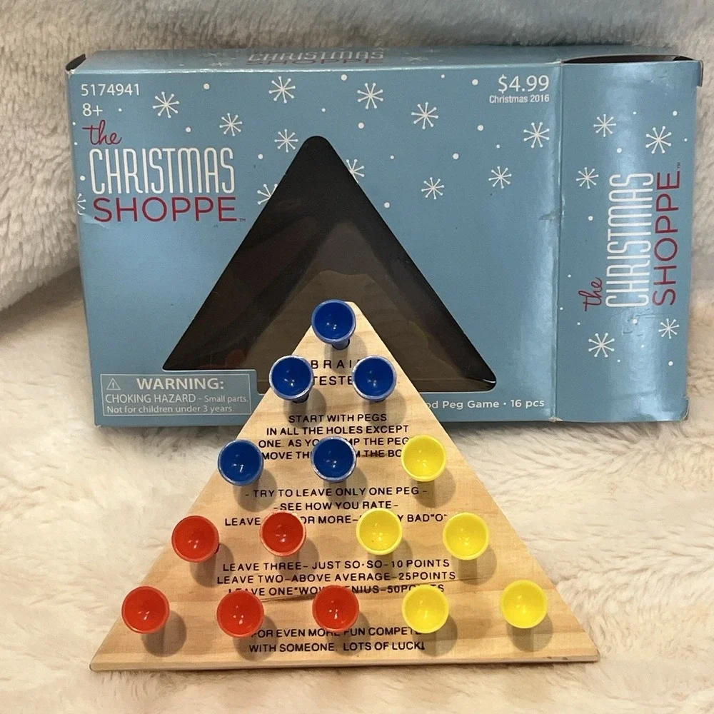 New Triangle Wooden Peg Game Brain Teaser - Ages 4 & Up‎